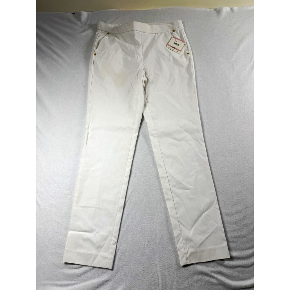 Anne Klein Womens Pants Size 6 White Stretch Twill Flat Front Straight $89 573